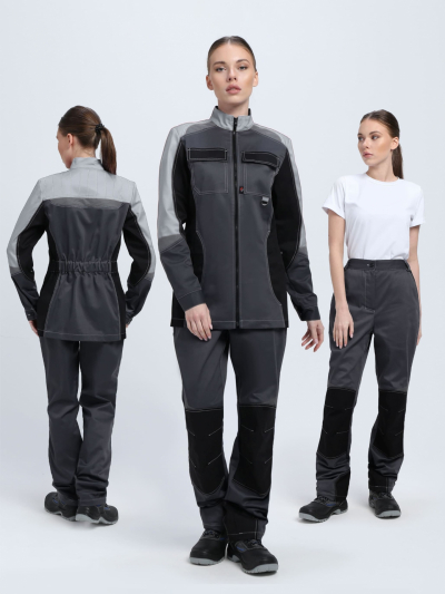 Костюм женский Вектрон-1 У. (тк.Смесовая,240) брюки, т.серый/св.серый/черный