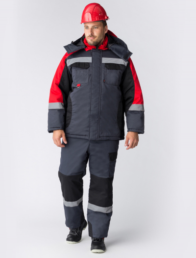 Костюм зимний Вектрон-2 СОП У. (тк.Смесовая,240) п/к, серый/черный/красный