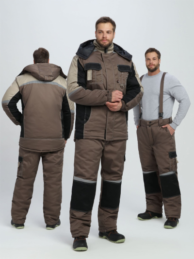 Костюм зимний Вектрон-1 (тк.Смесовая,240) брюки, коричневый/черный/бежевый