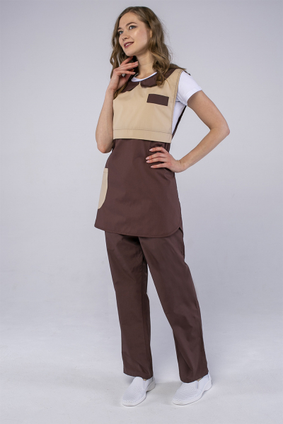 Фартук-сарафан Марго (тк.Смесовая,120), коричневый/бежевый