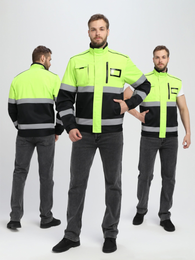 Куртка-трансформер сигнальная ProfLineSpecialist (тк.Смесовая МВО,240), желтый/черный
