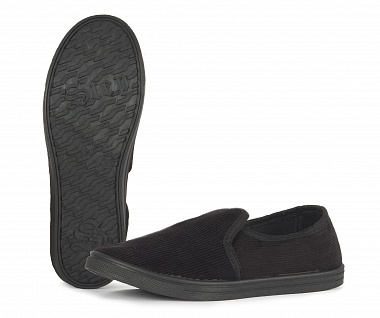 Тапочки вельветовые ПВХ (арт.1-21-1), черные