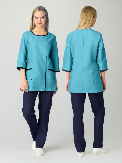 Костюм женский Лана (тк.Смесовая,120), св.бирюзовый/т.синий