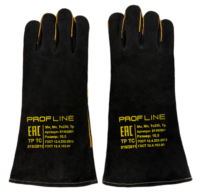 Перчатки (краги) спилковые термозащитные ProfLineLeader, черный