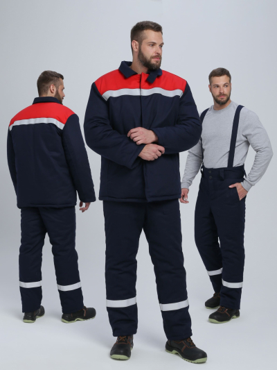 Костюм сварщика зимний Велдсвар-СОП 1 кл.защиты (тк.Хлопок ОП,350) брюки, т.синий/красный
