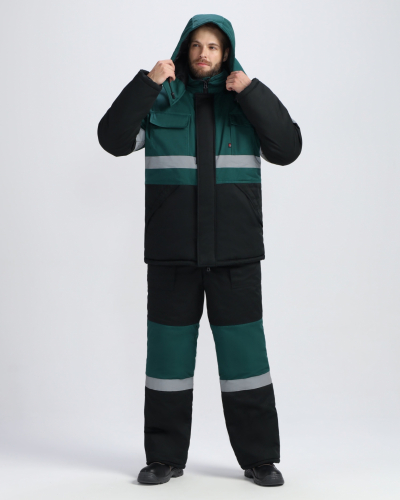 Костюм зимний Нордхард-2 СОП У. (тк.Смесовая,240) п/к, черный/т.зеленый