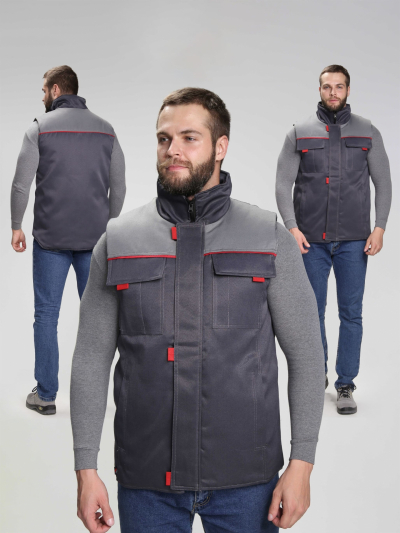 Жилет утепленный Флофт (тк.Смесовая,210), т.серый/серый
