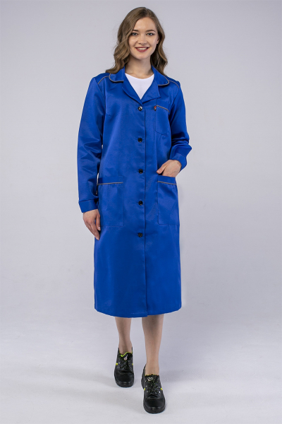 Халат женский рабочий (тк.Смесовая, 210), васильковый
