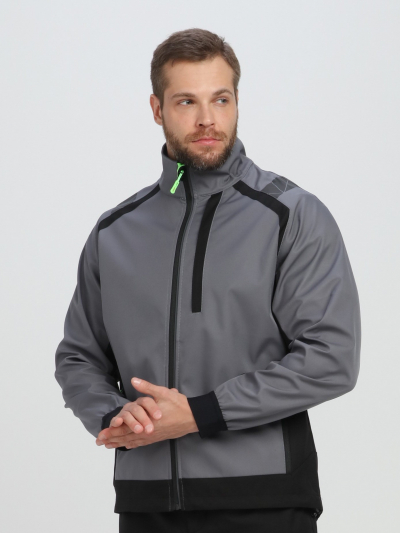 Куртка ProfLineLeader (тк.Софтшел), серый/черный