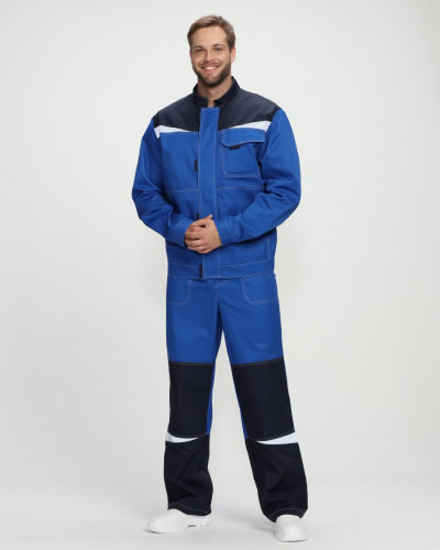 Костюм Строй-1 CH МВО (тк.Смесовая,280) брюки, васильковый/т.синий