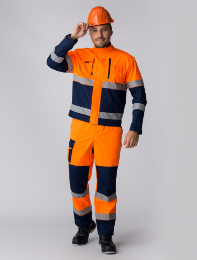 Костюм сигнальный (тк.Балтекс,210) п/к, оранжевый/т.синий