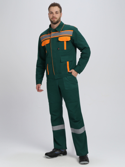 Костюм Итрорис-1 СОП (тк.Саржа,250) брюки, т.зеленый/оранжевый