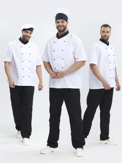 Костюм повара Виктор (тк.Смесовая,120), черный/белый