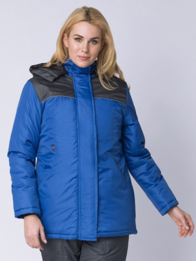 Куртка зимняя женская Сакрин (тк.Дюспо,80), васильковый/т.серый