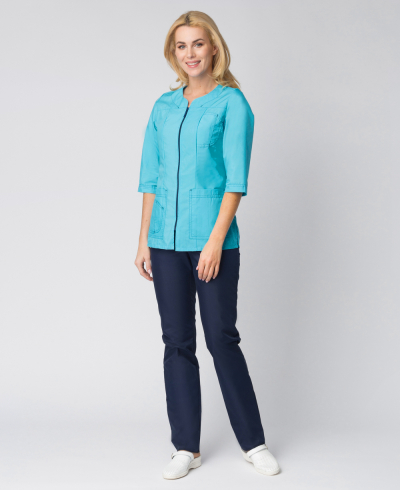 Костюм женский Ника (тк.Смесовая,120), бирюзовый/т.синий