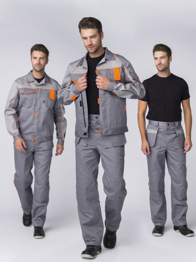 Костюм Драга-1 (тк.Смесовая МВО,240) брюки, серый/св.серый/оранжевый