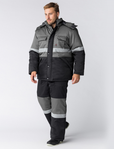 Костюм зимний Нордхард-2 СОП (тк.Смесовая,250) п/к, черный/серый