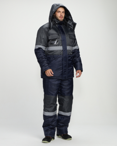 Костюм зимний Мегрес-2 СОП (тк.OxLine,90) п/к, т.серый/т.синий