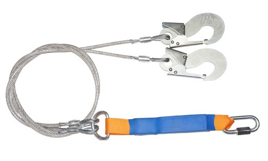 Строп аБд+Кс (стальной трос) двойной с амортизатором 2 монт.+1 соед.кар. 1,5м