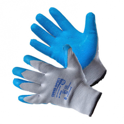 Перчатки АМПАРО™ София Фрост двойные (полиэфир+рельефный латекс), серый/синий, 428480