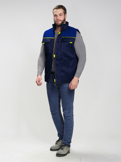 Жилет утепленный Флофт (тк.Смесовая,210), т.синий/васильковый