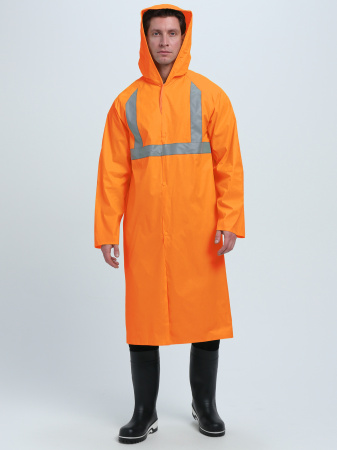 Плащ влагозащитный сигнальный ProfLineBase СОП (ПВХ,180), оранжевый