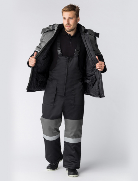 Костюм зимний Нордхард-2 СОП (тк.Смесовая,250) п/к, черный/серый