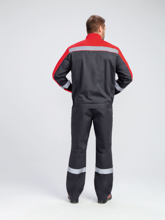 Костюм Бриготек-1 СОП (тк.Смесовая,260) брюки, т.серый/красный