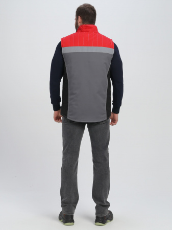 Жилет утепленный Вектрон СОП (тк.Смесовая,240), серый/черный/красный