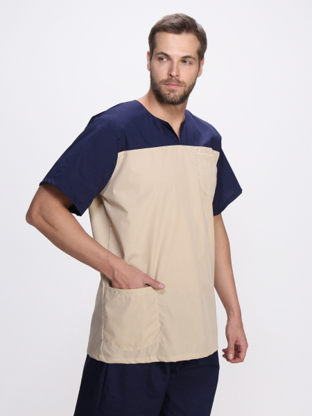 Костюм мужской Стоматолог (тк.ТиСи), т.синий/бежевый