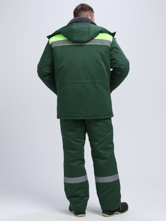 Костюм зимний на пуговицах Квайл-1 СОП (тк.Смесовая,210) брюки, т.зеленый/лимонный
