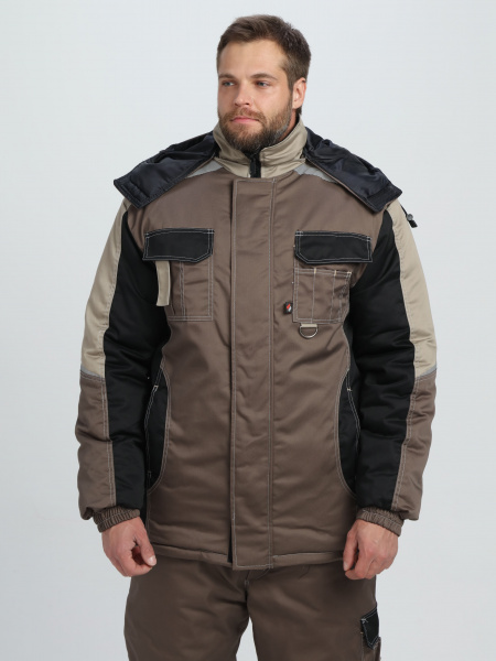 Костюм зимний Вектрон-1 (тк.Смесовая,240) брюки, коричневый/черный/бежевый