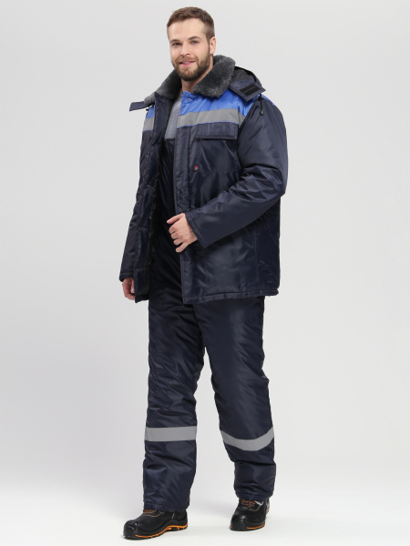 Костюм зимний на пуговицах Квайл-2 СОП (тк.Оксфорд,90) п/к, т.синий/васильковый