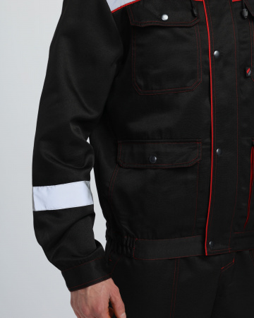 Костюм Нейч-2 СОП с капюшоном (тк.Смесовая,210) п/к, черный/красный