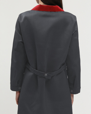 Халат женский (тк.Смесовая,210), т.серый/красный