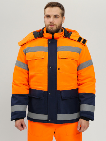 Костюм зимний сигнальный Яркон-2 СОП (тк.Смесовая,210) п/к, оранжевый/т.синий