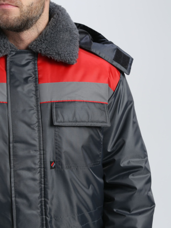 Куртка зимняя Квайл СОП (тк.Оксфорд), т.серый/красный