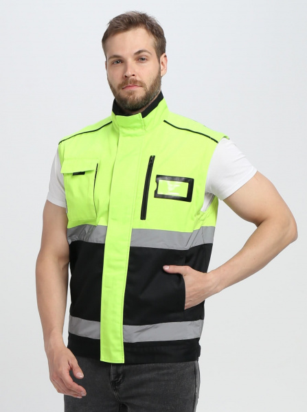 Куртка-трансформер сигнальная ProfLineSpecialist (тк.Смесовая МВО,240), желтый/черный