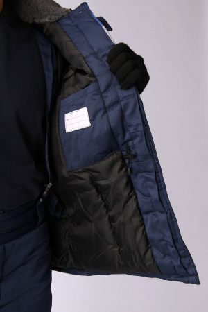 Костюм зимний на пуговицах Квайл-1 СОП (тк.Смесовая,210) брюки, т.синий/васильковый