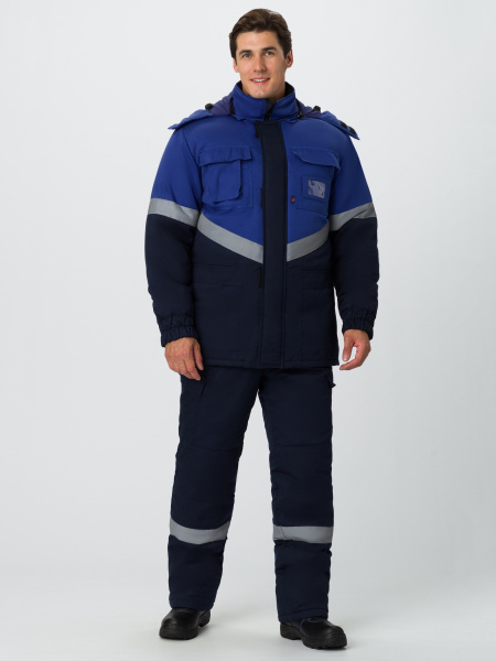 Костюм зимний антистатический Алиот (тк.Смесовая,250 МВО) п/к, т.синий/васильковый