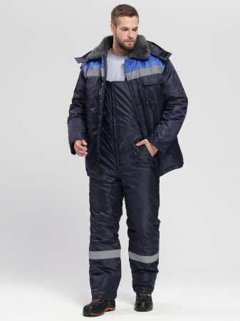 Костюм зимний на пуговицах Квайл-2 СОП (тк.Оксфорд,90) п/к, т.синий/васильковый