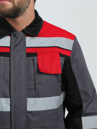 Костюм Вивантек-1 СОП У. (тк.Смесовая,240) брюки, т.серый/черный/красный