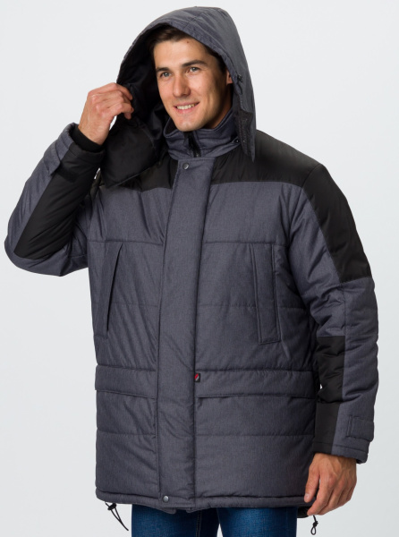 Куртка зимняя Премиум CH (тк.Мембрана), т.серый меланж/черный