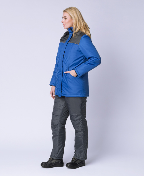Куртка зимняя женская Сакрин (тк.Дюспо,80), васильковый/т.серый