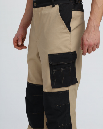 Брюки Айкор (тк.Смесовая,260), бежевый/черный