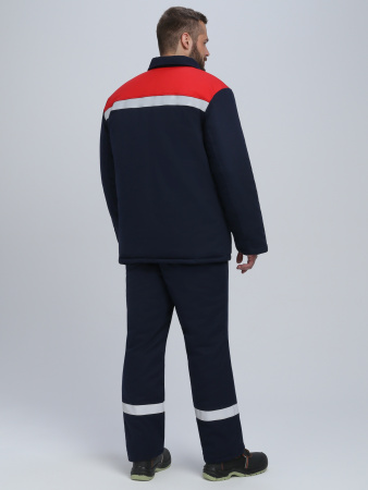 Костюм сварщика зимний Велдсвар-СОП 1 кл.защиты (тк.Хлопок ОП,350) брюки, т.синий/красный