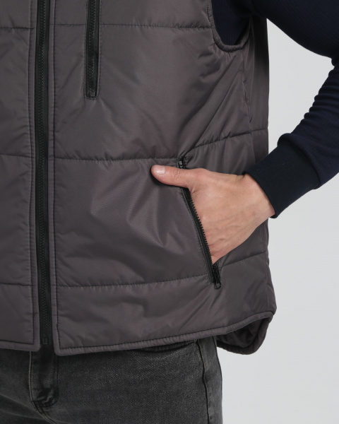 Жилет утепленный с капюшоном Резко (тк.Таслан,135), т.серый