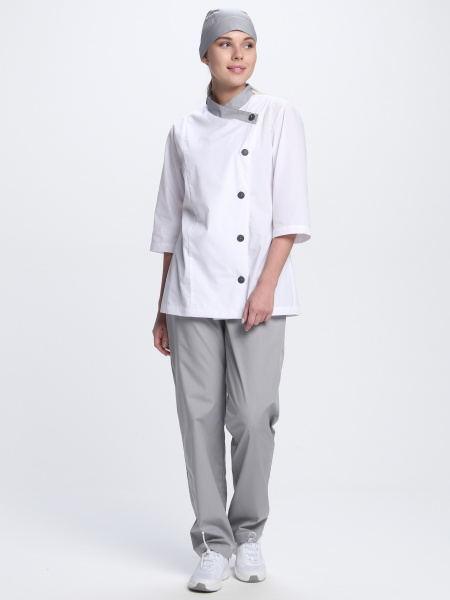 Костюм женский Катя (тк.Смесовая,120), серый/белый