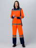 Костюм женский для дорожника (тк.Смесовая,210) п/к, оранжевый/т.синий