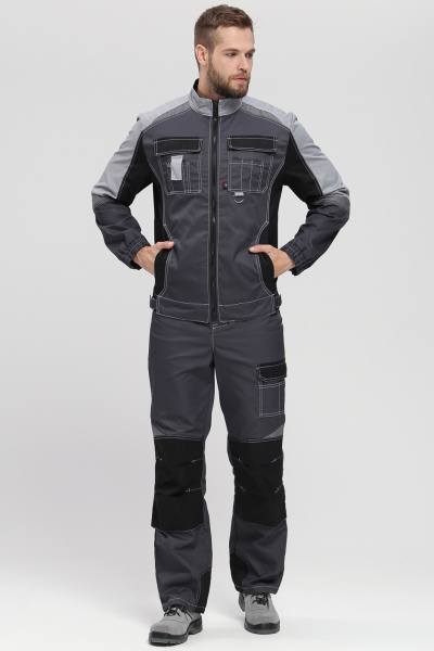 Костюм Вектрон-2 (тк.Смесовая,240) п/к, т.серый/св.серый/черный
